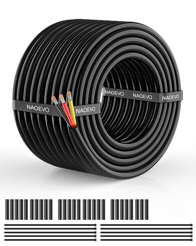 سلك كهربائي NAOEVO 16 قياس 2 موصل، سلك PVC مجدول 16 AWG، جهد منخفض 12 فولت/نحاس معلب/كابل مرن لأسلاك السيارات، سلك المصباح، كابل بحري (50 قدم) in Saudi Arabia