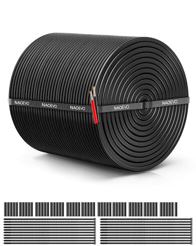 سلك كهربائي NAOEVO 16 قياس 2 موصل، سلك PVC مجدول 16 AWG، جهد منخفض 12 فولت/نحاس معلب/كابل مرن لأسلاك السيارات، سلك المصباح، كابل بحري (50 قدم) in Saudi Arabia