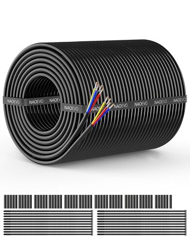 سلك كهربائي NAOEVO 16 قياس 2 موصل، سلك PVC مجدول 16 AWG، جهد منخفض 12 فولت/نحاس معلب/كابل مرن لأسلاك السيارات، سلك المصباح، كابل بحري (50 قدم) in Saudi Arabia