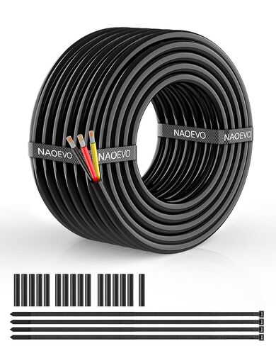 سلك كهربائي NAOEVO 16 قياس 2 موصل، سلك PVC مجدول 16 AWG، جهد منخفض 12 فولت/نحاس معلب/كابل مرن لأسلاك السيارات، سلك المصباح، كابل بحري (50 قدم) in Saudi Arabia