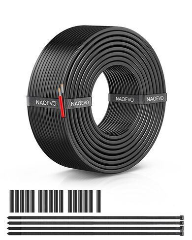 سلك كهربائي NAOEVO 16 قياس 2 موصل، سلك PVC مجدول 16 AWG، جهد منخفض 12 فولت/نحاس معلب/كابل مرن لأسلاك السيارات، سلك المصباح، كابل بحري (50 قدم) in Saudi Arabia