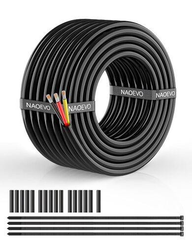 سلك كهربائي NAOEVO 16 قياس 2 موصل، سلك PVC مجدول 16 AWG، جهد منخفض 12 فولت/نحاس معلب/كابل مرن لأسلاك السيارات، سلك المصباح، كابل بحري (50 قدم) in Saudi Arabia