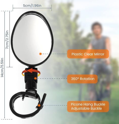 Bike Mirror 2Pcs Bike Rear View Mirrors Breakage-Proof Adjustable Bicycle Mirrors 360° Rotation Bicycle Handlebar Rearview Mirrors Wide Angle Safe Plastic Bicycle Mirror for Mountain Bike Road Bike in Saudi Arabia