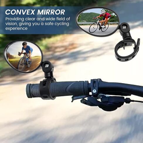 Bike Mirror 2Pcs Bike Rear View Mirrors Breakage-Proof Adjustable Bicycle Mirrors 360° Rotation Bicycle Handlebar Rearview Mirrors Wide Angle Safe Plastic Bicycle Mirror for Mountain Bike Road Bike in Saudi Arabia