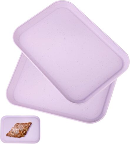 4 Pack Purple Plastic Serving Trays for Party Serving Food - Rectangular, 8.66 by 12 in, Heavy Duty Dessert Trays for Food Erving Platters for Party Tray Decor Veggie,Snack in Kuwait