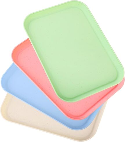 4 Pack Purple Plastic Serving Trays for Party Serving Food - Rectangular, 8.66 by 12 in, Heavy Duty Dessert Trays for Food Erving Platters for Party Tray Decor Veggie,Snack in Kuwait