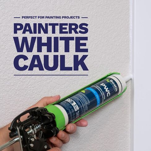 BOSTIK PWC White 10.1oz السد السيليكوني القابل للطلاء للأغراض العامة | الدرجة المهنية | الاستخدام المنزلي الداخلي والخارجي على الديكورات والقوالب والأبواب والنوافذ وأسطح العمل والحجر والمزيد | 1 خرطوشة in Kuwait
