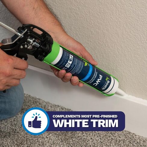 BOSTIK PWC White 10.1oz السد السيليكوني القابل للطلاء للأغراض العامة | الدرجة المهنية | الاستخدام المنزلي الداخلي والخارجي على الديكورات والقوالب والأبواب والنوافذ وأسطح العمل والحجر والمزيد | 1 خرطوشة in Kuwait