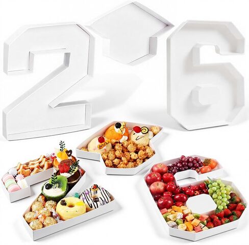 Hollowfly 3 Pcs 10" Graduation Fillable Letter,Plastic Number Trays for Food 2026,2026 Charcuterie Number,Grad Fillable Letter for Class of 2026 Congrats Grad Party Supplies in Kuwait