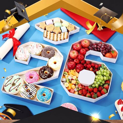 Hollowfly 3 Pcs 10" Graduation Fillable Letter,Plastic Number Trays for Food 2026,2026 Charcuterie Number,Grad Fillable Letter for Class of 2026 Congrats Grad Party Supplies in Kuwait