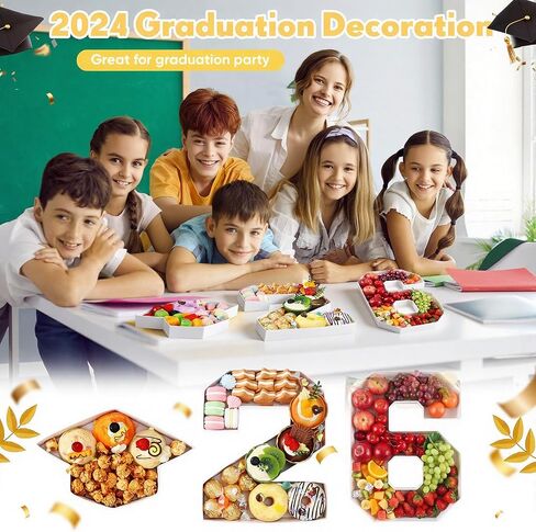 Hollowfly 3 Pcs 10" Graduation Fillable Letter,Plastic Number Trays for Food 2026,2026 Charcuterie Number,Grad Fillable Letter for Class of 2026 Congrats Grad Party Supplies in Kuwait