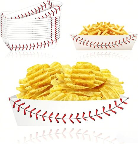 30 Pack Baseball Party Supplies Paper Baseball Plates Disposable Serving Tray Nacho Food Boats for Baseball Birthday Party Favors (30) in Kuwait