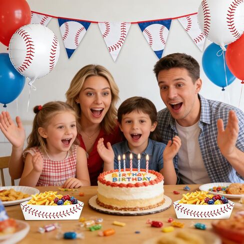 30 Pack Baseball Party Supplies Paper Baseball Plates Disposable Serving Tray Nacho Food Boats for Baseball Birthday Party Favors (30) in Kuwait