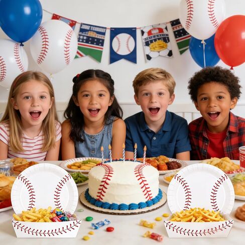 30 Pack Baseball Party Supplies Paper Baseball Plates Disposable Serving Tray Nacho Food Boats for Baseball Birthday Party Favors (30) in Kuwait