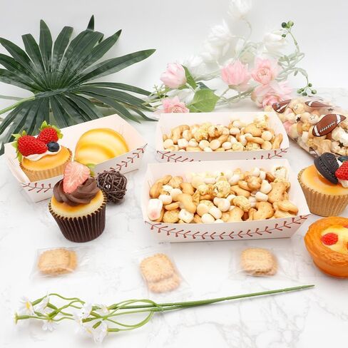 30 Pack Baseball Party Supplies Paper Baseball Plates Disposable Serving Tray Nacho Food Boats for Baseball Birthday Party Favors (30) in Kuwait