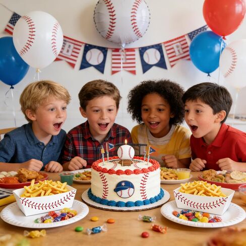 30 Pack Baseball Party Supplies Paper Baseball Plates Disposable Serving Tray Nacho Food Boats for Baseball Birthday Party Favors (30) in Kuwait
