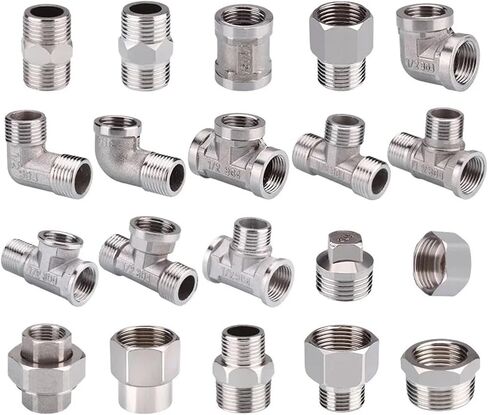 1pcs Stainless Steel Connector 1/2" Threaded Internal and External Direct Thread Joint tee Elbow Plug Reducer core Water Pipe(S) in Kuwait