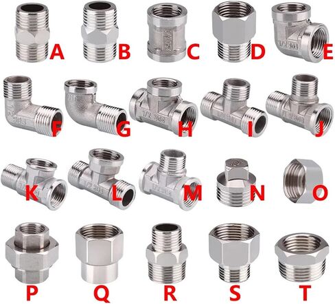 1pcs Stainless Steel Connector 1/2" Threaded Internal and External Direct Thread Joint tee Elbow Plug Reducer core Water Pipe(S) in Kuwait
