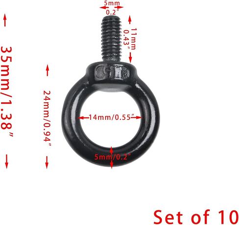 Crapyt 10 Pcs M4 Male Thread Machinery Shoulder Lifting Eye Bolts, Marine Grade 304 Stainless Steel Lifting Ring Eyebolt(M4, Black) in Saudi Arabia