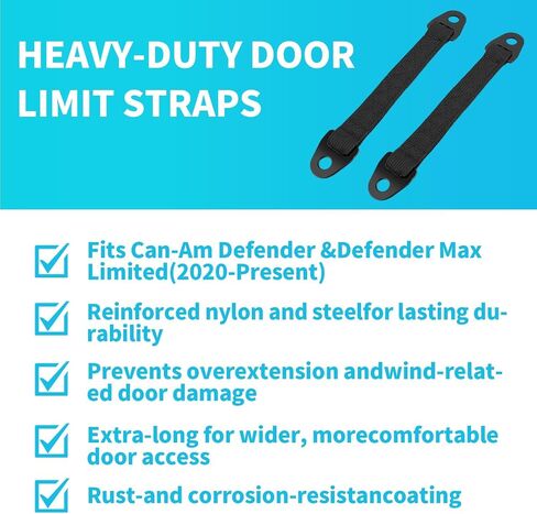 Heavy-Duty Door Limit Straps for Can,Am Defender&Defender Max Limited,Extra-Long Design for Wider Door Opening,Reinforced Nylon&Quick-Connect Hardware 2-Pack (2020-Present) in Saudi Arabia