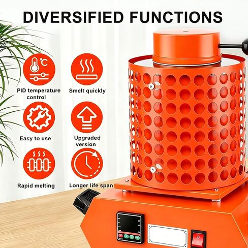 2000W Gold Melting Furnace, Electric Smelting Furnace Kit, 1150°F Max Temperature, 25-35 Minute Melt Time, Temperature Control Display, Perfect for Gold, Silver and Metal Casting in Saudi Arabia
