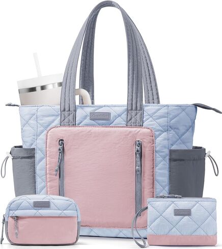 Puffer Tote Bag for Women, Lightweight Puffy Work Laptop Handbag Teacher Nurse Quilted Shoulder School Daily Travel Gym Bags in Saudi Arabia