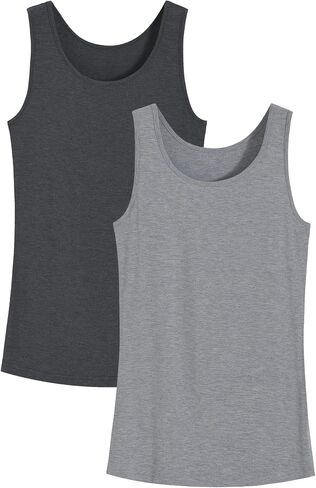 Latuza Women's Slim Fit Tank Top Bamboo Viscose Sleeveless Pajama Tops 2 Pack in Saudi Arabia
