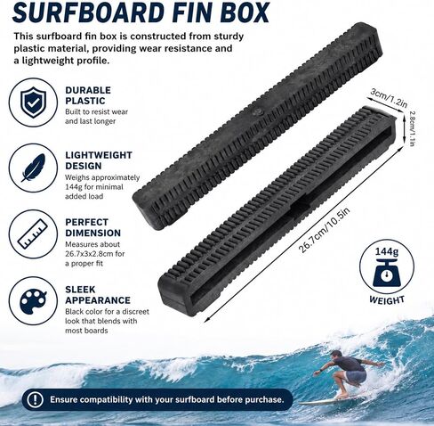 Surfboard Fin Box, 10 Inch Universal Longboard Surfboard Center Fin Box for Surfboard Use(Black) in Saudi Arabia