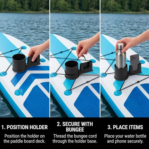 Paddle Board Cup Holder, Kayak Drink Holder, Paddleboard Accessories for Securing Drinks and Phones During Water Activities, Black Stand Up Paddle Board Cup Holder in Kuwait