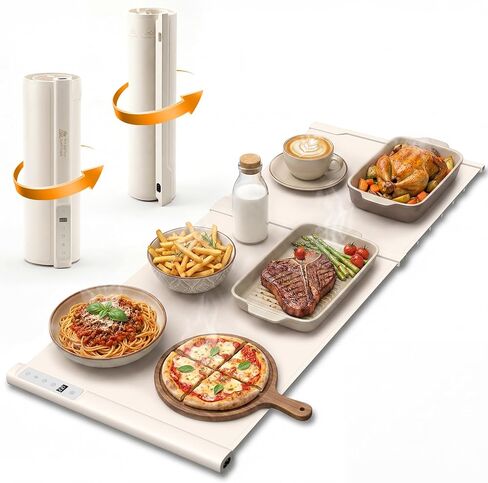 Food Warming Mat Extra Large-MIXVOVA 42"X16" Extendable Electric Food Warmer with 7 Temperature & 6 Timer Settings,Child Lock,2-Piece Silicone Warming Trays for Buffets,Parties and Home in Kuwait