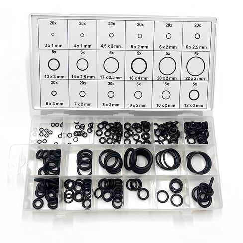 225 Pcs O Ring Kit, 18 Size Nitrile Rubber O-Ring Assortment Set, ID 3mm-22mm, Waterproof and Resist Heat, Seal Repair Tool for Automotive Plumbing Air Gas Water, Black in Kuwait