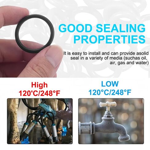 225 Pcs O Ring Kit, 18 Size Nitrile Rubber O-Ring Assortment Set, ID 3mm-22mm, Waterproof and Resist Heat, Seal Repair Tool for Automotive Plumbing Air Gas Water, Black in Kuwait
