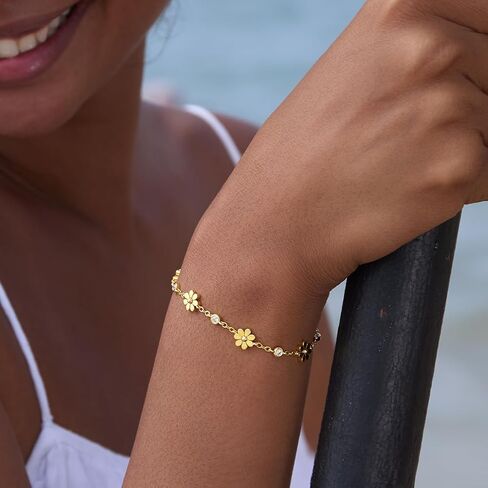 STORYJEWELLERY سوار ديزي، أساور مطلية بالذهب للنساء، أساور التنس للنساء، مجوهرات ديزي اللذيذة، هدايا لها in Kuwait