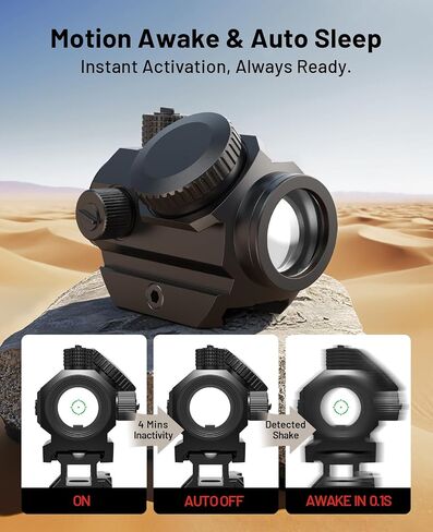 EZshoot 2 MOA Dot & 40 MOA Circle Green Dot Sight, Multi-Reticle Motion Awake Scope, 1x20mm 12 Brightness Compact Optics for Hunting, with Lower 1/3 Co-Witness Mount for Picatinny, IPX7 Waterproof in Saudi Arabia