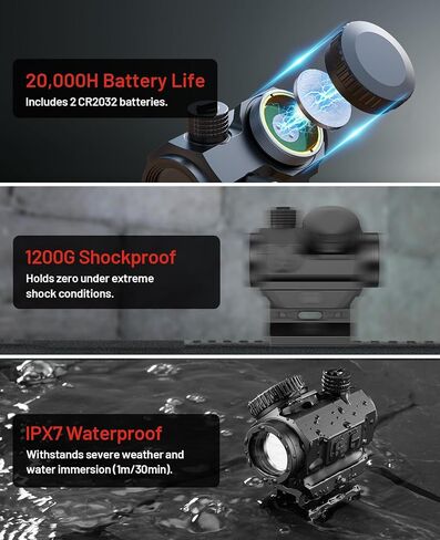 EZshoot 2 MOA Dot & 40 MOA Circle Green Dot Sight, Multi-Reticle Motion Awake Scope, 1x20mm 12 Brightness Compact Optics for Hunting, with Lower 1/3 Co-Witness Mount for Picatinny, IPX7 Waterproof in Saudi Arabia
