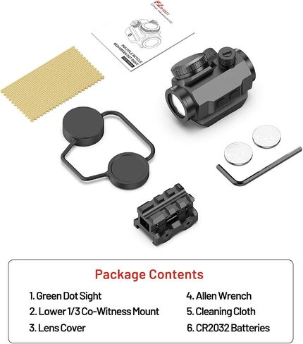 EZshoot 2 MOA Dot & 40 MOA Circle Green Dot Sight, Multi-Reticle Motion Awake Scope, 1x20mm 12 Brightness Compact Optics for Hunting, with Lower 1/3 Co-Witness Mount for Picatinny, IPX7 Waterproof in Saudi Arabia