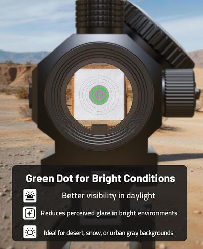 EZshoot 2 MOA Dot & 40 MOA Circle Green Dot Sight, Multi-Reticle Motion Awake Scope, 1x20mm 12 Brightness Compact Optics for Hunting, with Lower 1/3 Co-Witness Mount for Picatinny, IPX7 Waterproof in Saudi Arabia