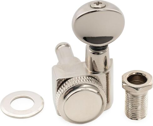 Musiclily Pro Left-Handed 6-in-line 18:1 Ratio 2-Pin Full Sealed Locking Machine Heads Tuners Tuning Pegs Keys with Vintage Oval Button for Fender Strat Tele Style Electric Guitar, Gold in Kuwait