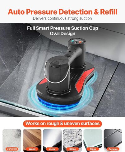 VEVOR Electric Vacuum Suction Cup, 375 lbs Max Lifting Capacity, Vacuum Glass Lifter with Digital Display, Heavy Duty Tile Suction Cup Tool for Lifting Tile, Granite, Wood, Paver, Drywall, Windows in Kuwait
