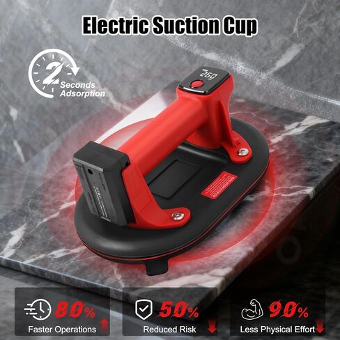 Electric Suction Cup Lifter for Glass, Tiles and Windows – Heavy Duty Vacuum Suction Cups for Ceramic, Floor, and Material Lift, 260KG Load Capacity (Electric) in Kuwait