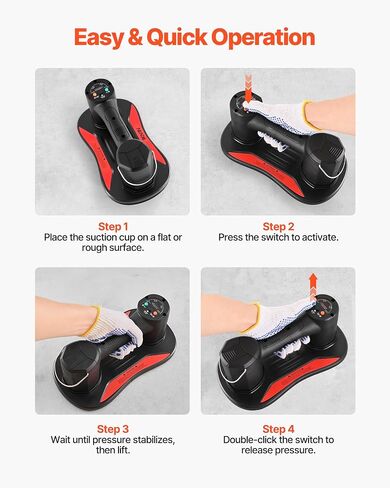 VEVOR Electric Vacuum Suction Cup, 375 lbs Max Lifting Capacity, Vacuum Glass Lifter with Digital Display, Heavy Duty Tile Suction Cup Tool for Lifting Tile, Granite, Wood, Paver, Drywall, Windows in Kuwait