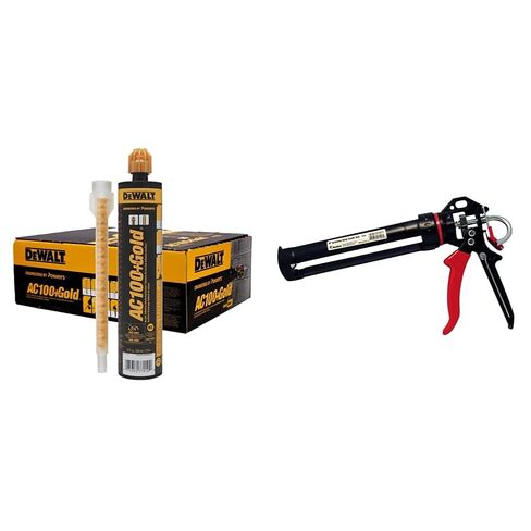 10 oz. Dewalt AC100+ Gold Quik-Shot Acrylic Epoxy Adhesive (Case of 12) and Red Devil 3989 9" Extreme Duty Caulk Gun in Kuwait
