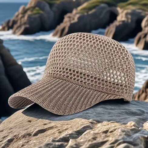 Breathable Mesh Baseball Cap, Unisex Outdoor Sun Hat for Summer, Lightweight Fishing Hiking Beach Travel Cap Khaki in Kuwait