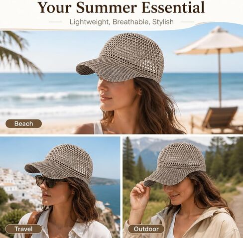 Breathable Mesh Baseball Cap, Unisex Outdoor Sun Hat for Summer, Lightweight Fishing Hiking Beach Travel Cap Khaki in Kuwait