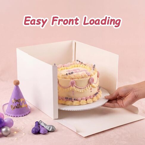CRUGLA 15 Pack 10x10x8 Cake Boxes with Cake Boards, White Bakery Window Boxes, Tall Dessert Carrier for Birthdays, Weddings & Bake Sales in Kuwait