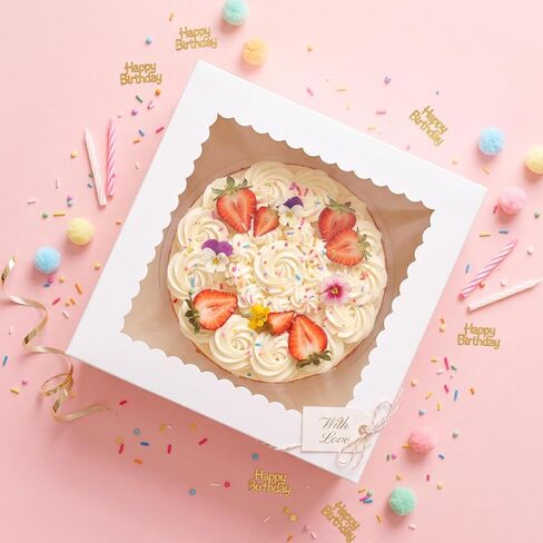 CRUGLA 24 Pack 10x10x10 Cake Boxes, White Bakery Window Boxes, Tall Dessert Carrier for Birthdays, Weddings & Bake Sales in Kuwait