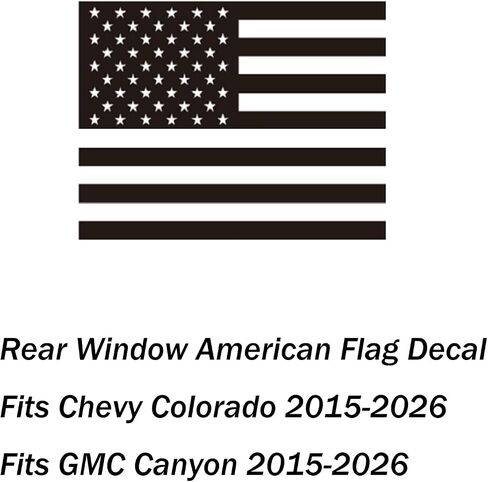 النافذة الخلفية الأوسط ملصق العلم الأمريكي لـ Chevy Colorado GMC Canyon 2015-2022 2023 2024 Back Center Window Window Glass USA Flag Viny Stickers (Matte Black) in Kuwait
