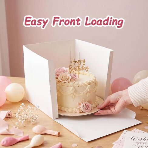 CRUGLA 24 Pack 10x10x10 Cake Boxes, White Bakery Window Boxes, Tall Dessert Carrier for Birthdays, Weddings & Bake Sales in Kuwait