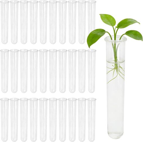 SINJEUN 30 PCS Plant Propagation Tubes, 20 ml Clear Plastic Test Tubes for Plants Flowers Home Office Decorations (4.7 inches Height) in Kuwait