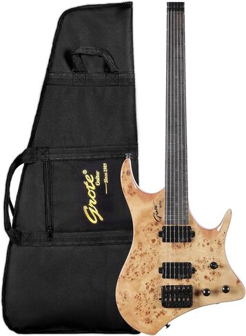 Grote Headless Electric Guitar Mahogany Body Maple Neck Lightweight guitar with Gigbag GRHL-004 (Blue) in Saudi Arabia